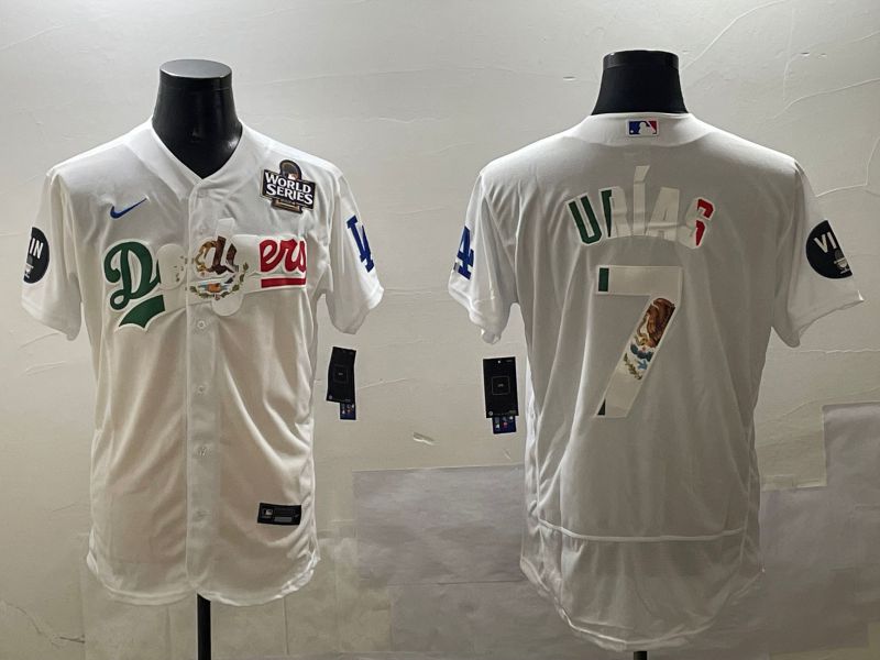 Men Los Angeles Dodgers #7 Urias White Mexico Elite 2025 Nike MLB Jersey style 3->los angeles dodgers->MLB Jersey